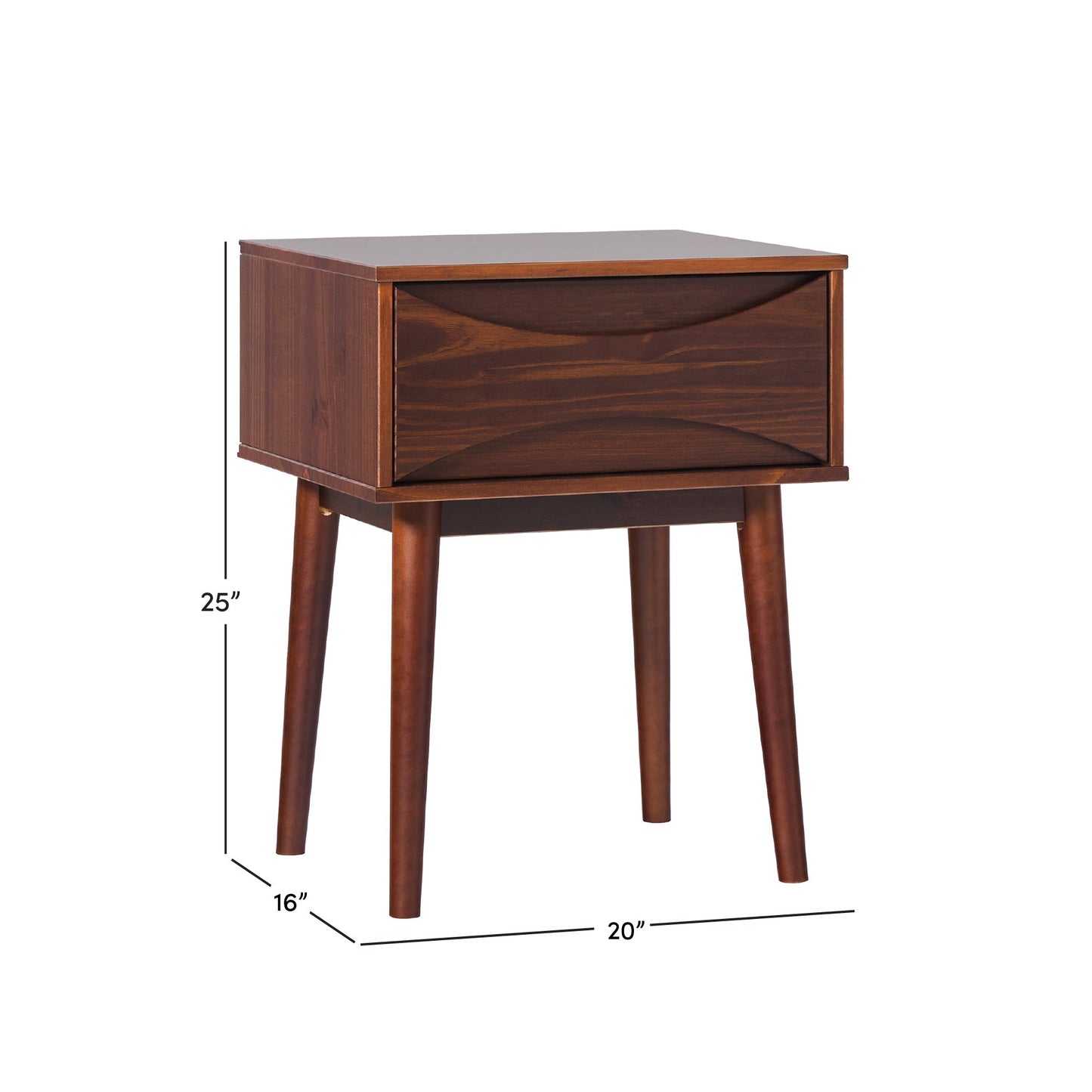 Atticus Solid Wood Mid-Century Modern Nightstand
