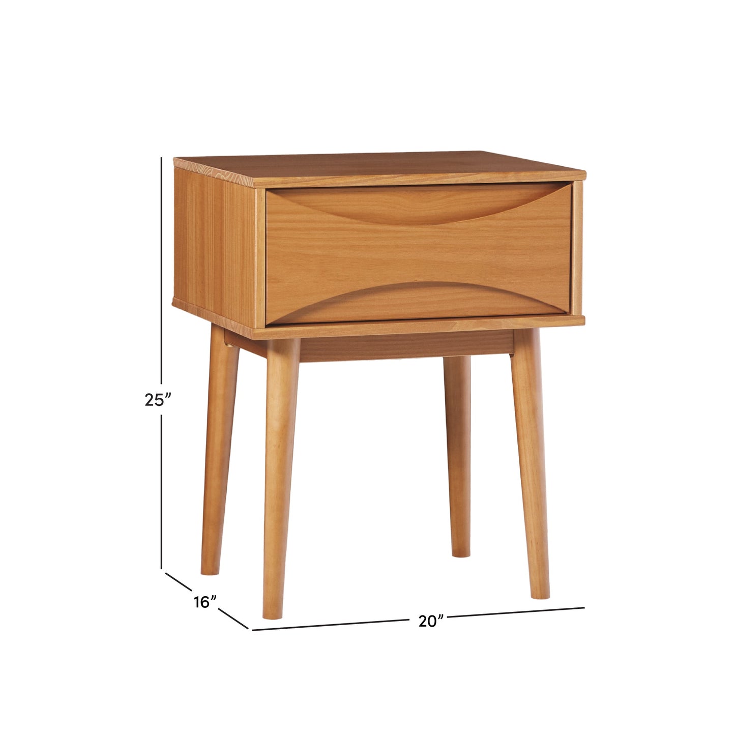 Atticus Solid Wood Mid-Century Modern Nightstand